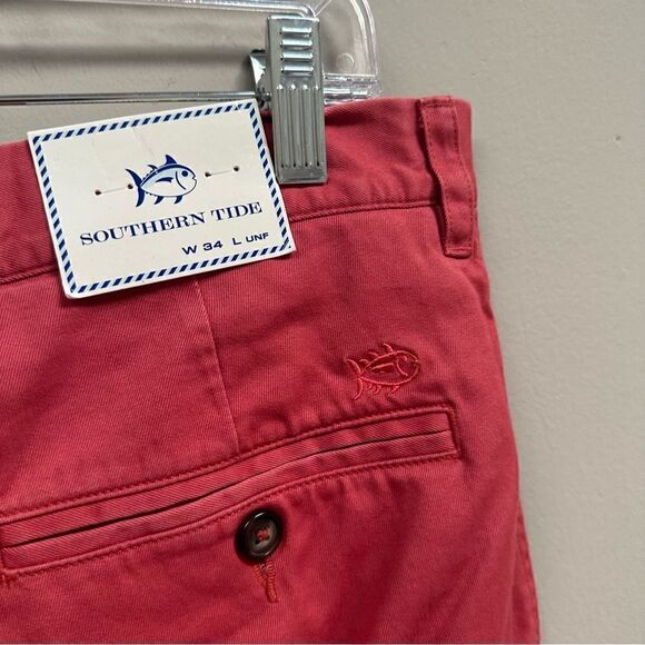 SOUTHERN TIDE Chino Pants Men Size 34 Skipjack Peach Salmon Pima Cotton - Picture 9 of 9
